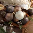 12 Pcs Neutral Textured Christmas Ball Ornaments 2.36'' Vintage Christmas Tree Decor Modern Rustic Brown Ornaments with Loop Shatterproof Hanging Ball for Xmas Farmhouse Decor (Dark Brown)
