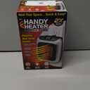 Ontel Handy Heater Turbo Wall Outlet Plug In Heater  Portable Indoor Ceramic Space Heater w/Adjustable Thermostat, 12-Hour Timer, Auto Shut Off, Quiet  Plug In Wall for Office, Bedroom, Camping