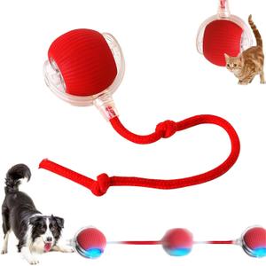 2025 New Interactive Dog Cat Toys Balls, Interactive Rolling Ball Cat Toy, 360 Smart Automatic Rolling Pet Ball, Fast Moving Toy for Dog and Cat(Red)