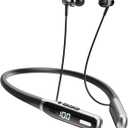 NEOQOQO Wireless Neckband Earbuds, Neckband Bluetooth Headphones with Builtin Microphone, Bluetooth Headset Magnetic Earphones, Deep Bass, UltraLightweight, Bluetooth 5.4, 80H Playtime, Black
