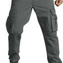 Mens Cargo Joggers Stretch Casual Sweatpants Elastic Waist Drawstring Tapered Pants for Men Hiking Pants with 5 Pockets Dark Gray, 3XL (Black, XXXL)