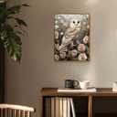 Djmwtb Framed Vintage Wall Art, Owl Wall Art,Flower Pictures Wall Decor,Nature Botanical Paintings Canvas Artwork Prints for Bedroom, Living Room 16x24in