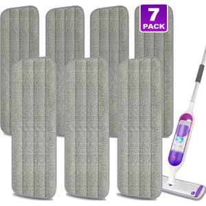 7 Count Reusable Mop Pads for Swiffer PowerMop -MEXERRIS Microfiber Wet Mops Refills PowerMop Pads Machine Washable Hard Wood Floor Mop Pads Replacement for 13''-15'' Spray Floor Mops (Gray)