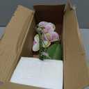 Briful Fake Orchid Fake Plant 13''Pink Orchids Artificial Flowers with Gold Ceramic Vase Faux Orchid for Home Office Gold Table Centerpiece Decor Indoor