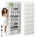 Unjumbly Over the Door Shoe Organizer with 40 Large Breathable Mesh Pockets, Space Saving Shoe Holder, Hanging Shoe Rack for Entryway Bedroom Closet Storage (White, 40 Pockets)