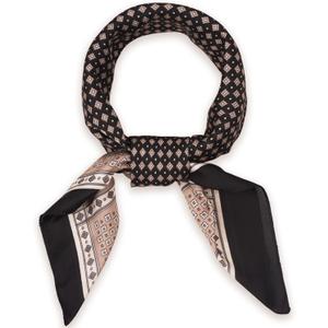 27.5" Fashion Satin Scarf - Super Soft Head Bandanas Silk Like, Medium Square Asthetic Handbag Scarf Versatile Neckerchief for Women (Black-Plaid)