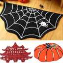 Duraaamo 4 Pcs Christmas Holiday Bath Mat Set Christmas Tree Snowflake Area Rugs Pumpkin Spider Web Non Slip Rugs Machine Washable Welcome Door Mat for Christmas Bathroom Bedroom Decor