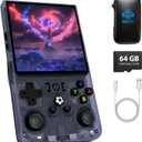 R36MAX Handheld Game Console, Retro Gaming Console with 4000mAh Battery 4.0IPS Screen, Open Source Linux System, with 64GB TF Card Portable Video Gaming Console, Transparent Gray