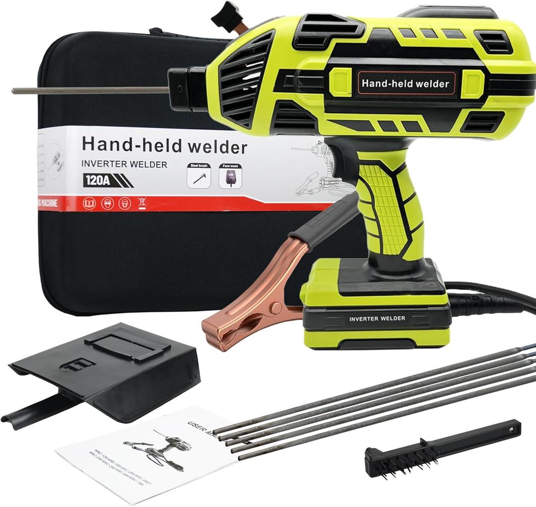 Portable Welder Machine 110V ARC Handheld Welder IGBT Inverter Welding Gun Stick Welder 6 Variable Current Adjustment Hand Held Welding Machine, Fit for 1/16"-1/8" Welding Rods (Green)