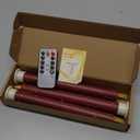 Da by 3 Pcs Flickering Flameless Battery Operated Taper Candle-Window Candles with Remote and Time-LED 3D Dynamic Flame-9.6 Inches for Wedding, Party,Home Decoration- Red