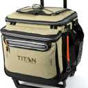 Titan Deep Freeze 60 (50+10) Can Wheeled Cooler - Collapsible Rolling Cooler with Wheels and All-Terrain Cart (Moss)