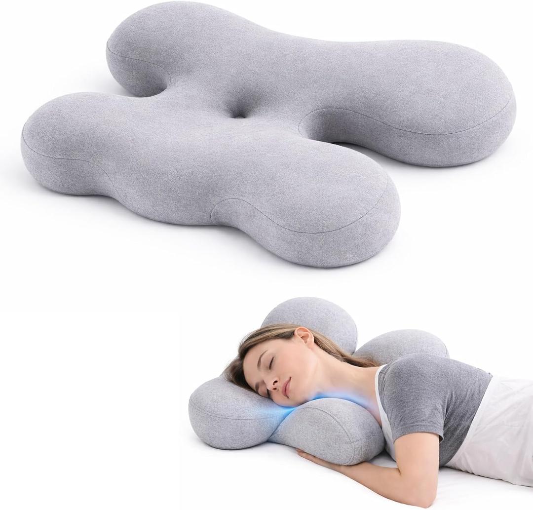 Nabrona Side Sleeper Pillow for Anti-Wrinkle, Neck Pain & Breathing Smoothly, Memory Foam Pillows for for Back and Side Sleepers, Large Cervical Neck Pillow, with Enhanced Support and Comfort