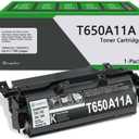 T650A11A Black High Yield Toner Cartridge(1-Pack) Compatible Replacement for Lexmark T656(T650A11A) Toner Cartridge Work for T650n T650dn T650dtn T652n T652dn T652dtn T654dn T654dtn T656dne Printer