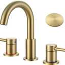 KZH Bathroom Faucet for Sink 3 Hole Brushed Gold, Bathroom Sink Faucet with Pop Up Drain, 8 inch Widespread, llaves para lavamanos de bao