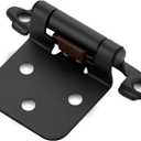 4 Pack (2 Pairs) Matte Black Cabinet Hinges for Kitchen Doors, Self-Closing, 1/2 Inch Overlay (Variable), Semi-Concealed Face Frame, Surface Mount Cabinet Hardware