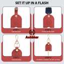 8 x Leather Keys Sleeve for Broken Car Key Loop Replacement, Keychain Cover Cute Protector and Holder for Men, Women (Red)