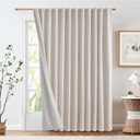 jinchan Linen 100% Blackout Curtain for Bedroom Living Room 100Wx84L Inches Crude Extra Wide Farmhouse Thermal Insulated Curtain Rod Pocket Back Tab Window Curtain 1 Panel, Ecru