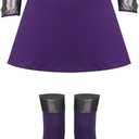 Womens Princess Koriandr Costume Halloween Cosplay Purple Top Skirt Collar with Stockings uniform Outfit (Purple, L)