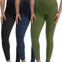 Buttergene Women's Maternity Leggings over the Belly Pregnancy Active Wear Workout Yoga Tights Pants (Large, 2-3pack Black/Navy/Olive)