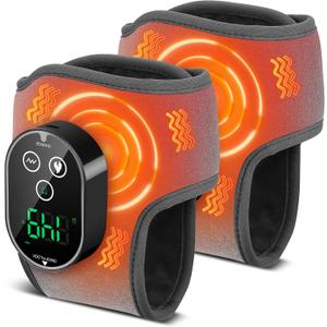 BAISEMAIN 2PCS Foot Renew Massager for Neuropathy - Ankle Heating Pad with Massage, Portable Cordless Design for Home & Travel Use, Gray