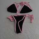 Bikini Set for Women, V Neck & Low Rise Swimsuits Adjustable & Self-Tied Beach Bathing Suits Swimwear U-Y-3N XS