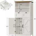 TEENFON Storage Cabinet with Doors & 2 Drawers, Kitchen Cabinet with Adjustable Shelf, Pantry Cabinets, Bathroom Cabinets, for Living Room, Entryway, Home Office, White
