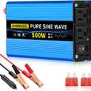 SUNWHEEL 500W Pure Sine Wave Inverter, 12V DC to 110V/120V AC Car Power Inverter with 2 AC outlets and LCD Display