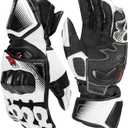KEMIMOTO Leather Motorcycle Gloves for Men and Women, CE-CertifiedRiding Racing Gloves with ESA Cushioning Kevlar Carbon Fiber Knuckle Protection for Dirt Bike Motorbike Outdoor Sports, XXL