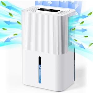 Portable Home Dehumidifier for Basements Bathroom Bedroom|91 OZ Tank|900 sq.ft Coverage|Quiet Smart Design with Auto Shut-Off White91 OZ