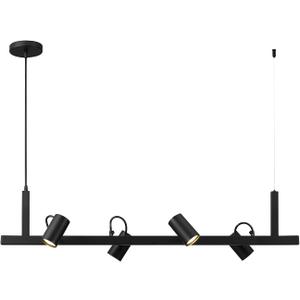 Globe Electric Suspended Track Lighting, 4-Light Adjustable Hanging Track Bar, Matte Black 40-Inch Dimmable Fixture for Modern Kitchen & Ceiling Lighting