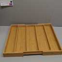 Purawood Kitchen Drawer Organizer - Expandable Utensil Drawer Organizer for Kitchen, Cutlery Tray & Silverware Organizer, 3-5 Slots - Bamboo Organizer for Utensils & Flatware (Natural)