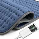 Heating Pad for Back Pain & Cramps Relief, 9 Heat Settings & 4 Timers Auto Shut Off Heating Pads, Machine Washable, Dry & Moist Heat, Soft Electric Heating Pad for Neck, Shoulder, Knee, Leg, 12''24'' (Deep Blue-grey)