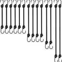 Small Bungee Cords with Hooks Assorted Size of 12 inch, 18 inch,24 inch and 36 inch Length, Marine Grade Dip Coating Metal Hooks Without Sharp End, 1/4 inch Diameter Rubber Bungee Cord