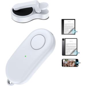 Remote Control Page Turner for Kindle Paperwhite Oasis Kobo eReaders,Kindle Clicker Page Turner Accessories for iPhone,iPad, Android Tablets Reading Novels,Video Record&Shutter Selfie (Light White)