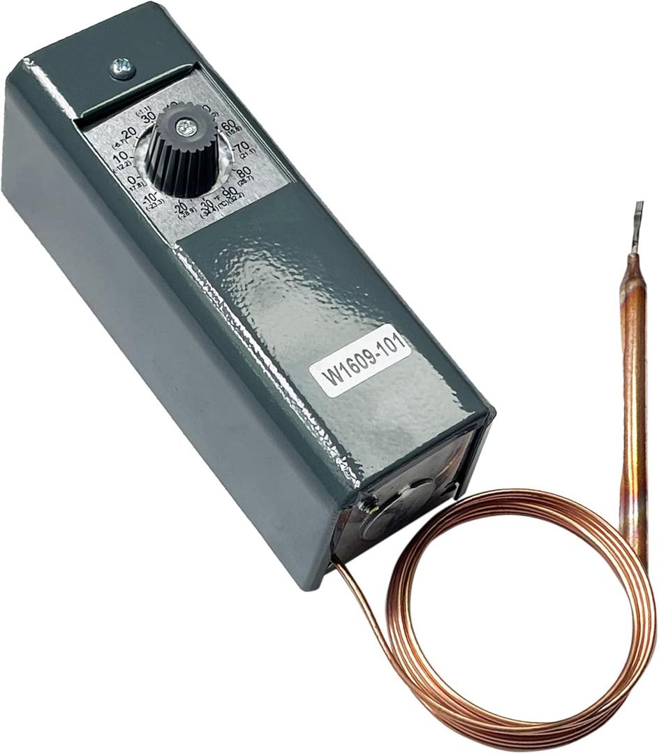 W1609-101 Refrigeration Thermostat Temperature Controller Remote Bulb TH-1609 ( from -30 Degrees F to 90 Degrees F ,-34 Degrees C to 32 Degrees C, 5 Ft Capillary)