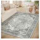 jinchan Area Rug 5x7 Floral Rug Distressed Grey Thin Vintage Retro Indoor Non Slip Gray Carpet Kitchen Living Room Bedroom Dining Room