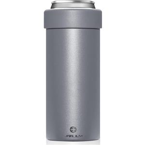 Stainless Steel Insulated Cooler for 12oz Slim Cans | Skinny Can Drinks Holder for Hard Seltzer, Beer, Soda, and Energy Drinks (Gray)