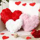 3 Pcs Galentines Valentines Heart Pillows 11-14 Inch Valentine's Day Red Pink and White Heart Shaped Gifts Jacquard Throw Pillows for Valentines Decor Galentines Wedding Couch Sofa Bed Home
