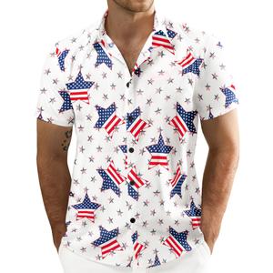 JOGAL Men's Flower Cotton Button Down Short Sleeve Hawaiian Shirt White Multicolor Small