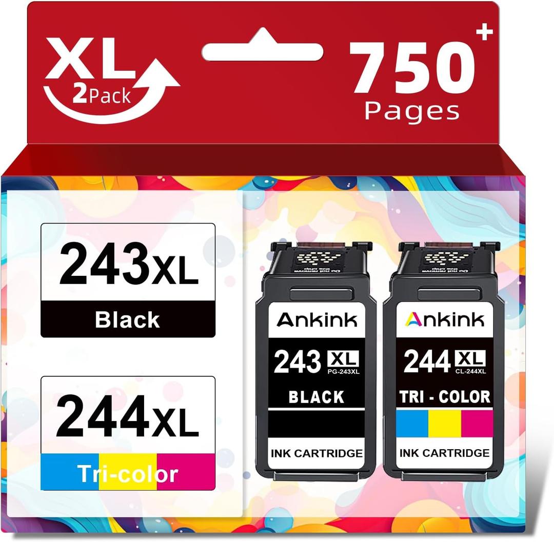243XL 244XL Ink Cartridges Replacement for Canon Ink 243 244 PG-243 CL-244 245 246 XL Cartridge (Black and Color 2-Pack) Compatible for TR4520 MG2522 TR4522 TS3320 TS3120 TS202 MX492 MG2922 MG3020