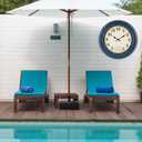 Large Outdoor Clocks Waterproof with Thermometer Combo Rustic Coastal Wall Clock Decor for Patio Pool Bathroom (18 Inch,Blue)