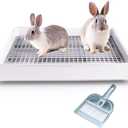 Petlex 22x18 inches Rabbit Litter Box with Grate, Extra Large Rabbit Litter Pan for Cage, Bunny Restroom Litter Tray Small Animals Toilet Potty Trainer for Hamster Ferret Rats Guinea Pigs Hedgehog