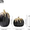 WDS WONDROUS Black and Gold Pumpkins Decoration Halloween and Fall Modern Decor, 2 PCS Artificial Resin Pumpkins Table Centerpiece for Autumn Thanksgiving Halloween Party Indoor Home Decor