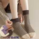 CHUNFO Womens Strip Ankle Socks Cute Athlete Ribbed Colorful Slouch Crew Cotton Casual Sock Size5-10.5 (6pack,black,blue,purple,grey,red,brown)