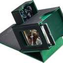 Card Deck Box for MTG Commander - Patented Design, Commander Display, Fits 100 Double-Sleeved Cards, 35pt Card Brick & Dice Tray - Black/Green