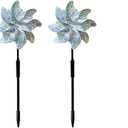 2 Pack Bird Deterrent Pinwheels, Reflective Pinwheels with Stakes from Yard, Garden, Patio - Bird Repellent with Easy Assembly - Silver ICY Shards