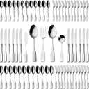 Alata Kate 65-Piece Silverware With Utensil-Serving Set, Service for 12, Stainless Steel Flatware, Mirror Polished Cutlery, Dishwasher Safe (65 pieces for 12)