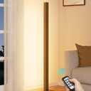 EDISHINE Mid Century Modern Floor Lamp with Remote, Dimmable Wood LED Corner Lamp, Minimalist Standing Mood Lighting for Living Room, Bedroom, Office, 7 Color Temperature 2700K~6000K, 48.43"