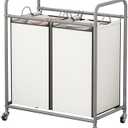 SUOERNUO Laundry Sorter Basket 2 Bag Laundry Hamper Cart with Rolling Removable Bags Laundry Organizer Cart for Clothes Storage, Beige (2 Bags, Beige)