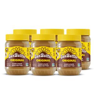 SunButter Original Sunflower Seed Butter, 16 oz (6 Pack of 6) - Nut Free Spread with 7g Plant-Based Protein, Roasted Rich & Savory Flavor, Smooth Texture, Vegan, Kosher & Non-GMO (Sell By: August 2025)
